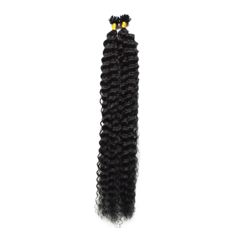 100% Cabelo Humano Natural Cápsula de Queratina Natural Prebonded U Ponta Do Prego Ponta 1g / s Grau 8a Brasileiro Profunda Curly Queratina Extensão Do Cabelo 100g