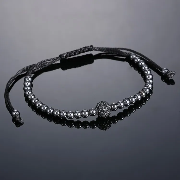 Luxe Shambhala Perles Dentelle Fil Main Tressé Macramé Bracelet Noir Corde Corde Braclets Pour Femmes Mâle Main Jwewlry