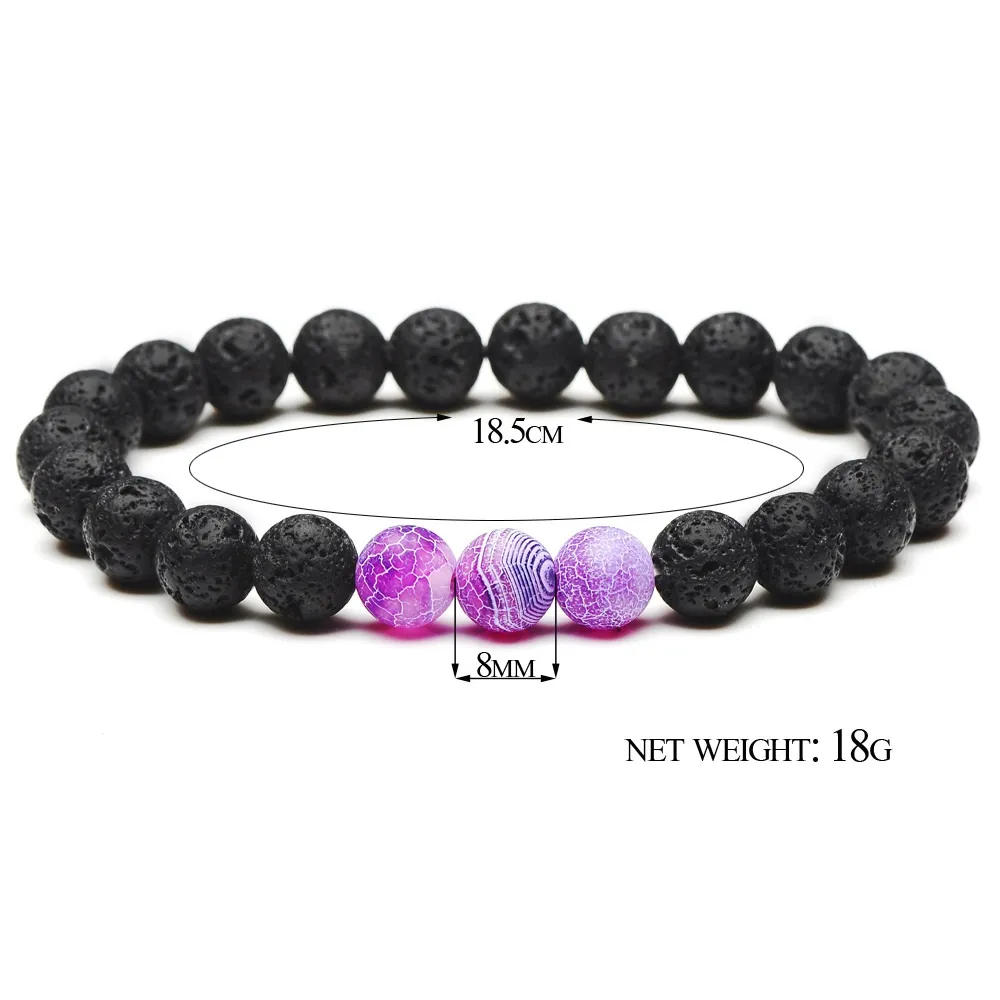 8mm kleurrijke agaat natuurlijke zwarte lava stenen kralen armband etherische olie parfum diffuser armbanden yoga sieraden