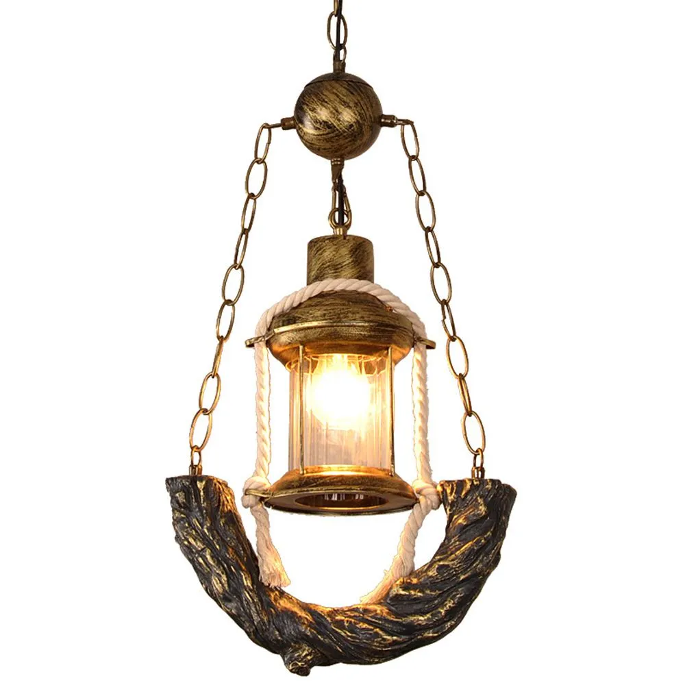 Vintage Bronze Resin Kerosene Glass Corridor Pendant Lamp Stair Case Hanging Light American Coffee House Bar Counter chandeliers