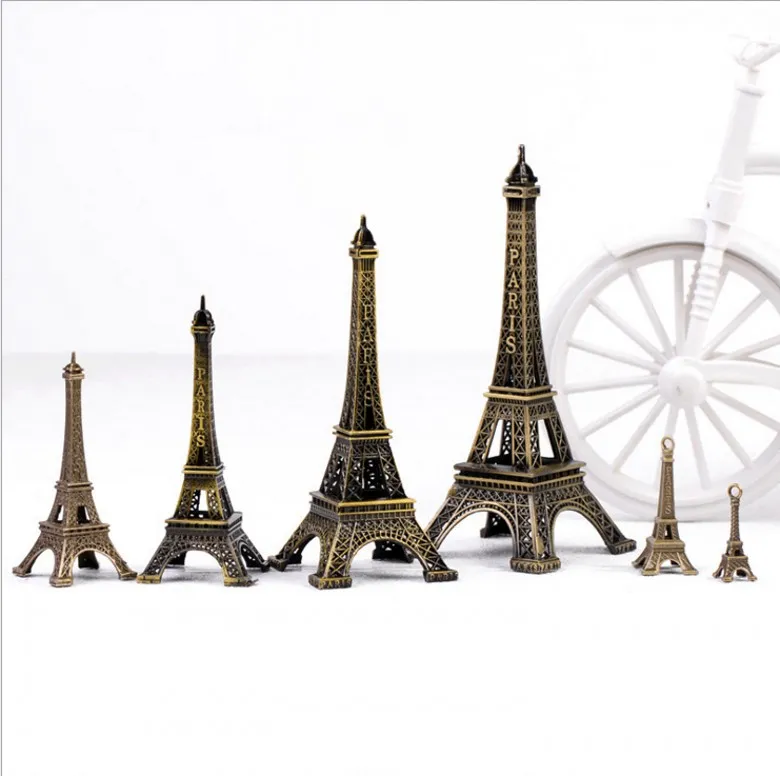 Design Vintage Paris Eiffel Tower modelo metálico maquete de Bronze para decoração de Bodas