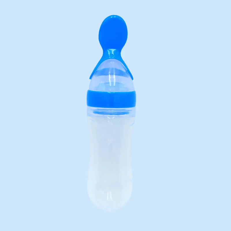 90 мл бутылочка для кормления с ложкой глава силиконовые бутылочка для кормления младенческой пищевой добавки рисовые хлопья 5 цветов лучшее качество C2485
