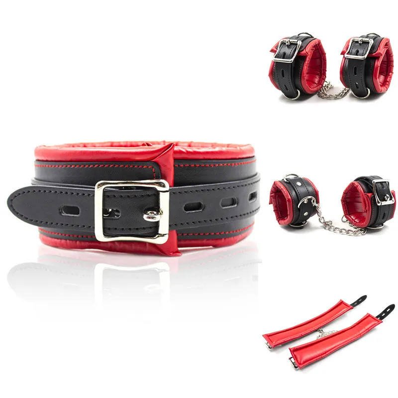 2018 Novos tornozelos de couro PU, mãos e tornozelos acolchoados macios, restrições de bondage fetichista, brinquedos sexuais BDSM para casais_voghion.com