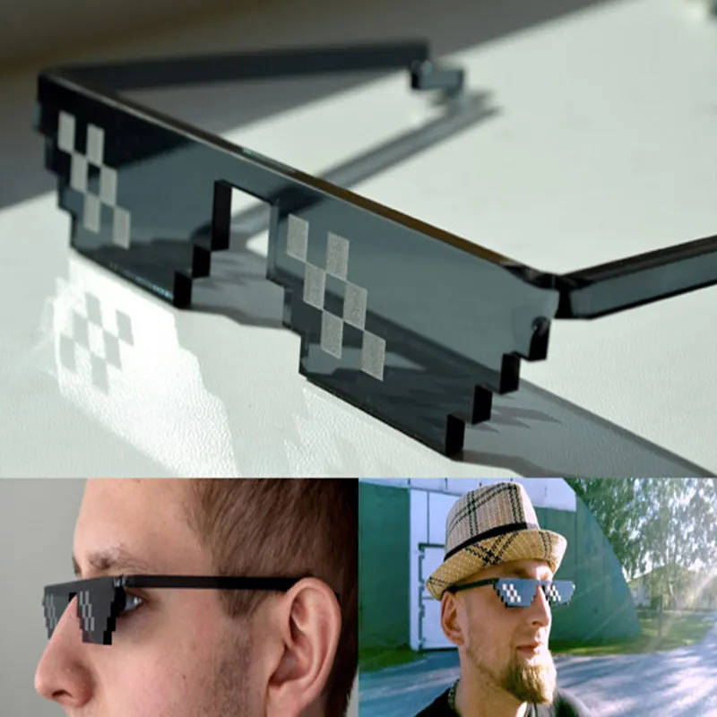 Populära mosaikglas Pixelated Solglasögon Mode Leksaker Kvinnor Män Kläder Livsparty Eyeglasses Vintage Sun Glasses