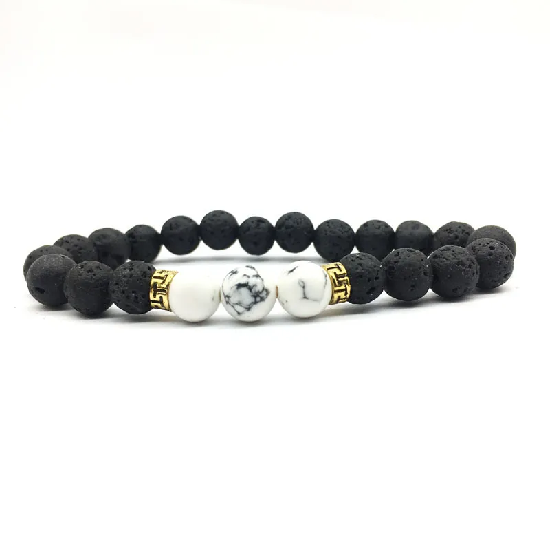 16 couleurs Chakras noir pierre de lave perles brin Bracelet diffuseur d'huile essentielle bracelets roche volcanique perlée élastique cordes à main bijoux