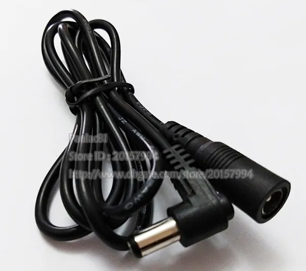 80 graus angulados DC 5.5x2.1mm masculino ao cabo de conector de extensão de plugue de potência fêmea para CCTV / Free DHL Shipping / 