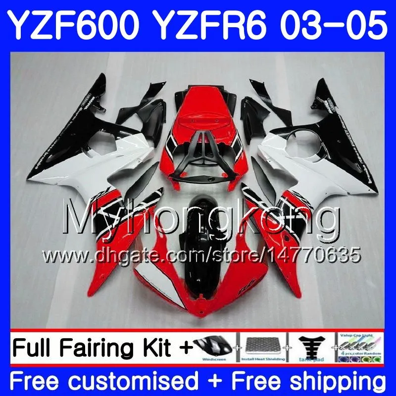 Kropp för Yamaha YZF-600 YZF-R6 03 YZF R6 Red Black Factory 2003 2004 2005 Bodywork 228HM.27 YZF 600 R 6 YZF600 YZFR6 03 04 05 Fairings Kit