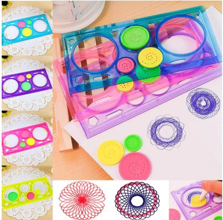 Hoge kwaliteit schilderij Multifunctionele interessante puzzel spirograph kinderen tekening plastic liniaal kan het startvermogen verbeteren