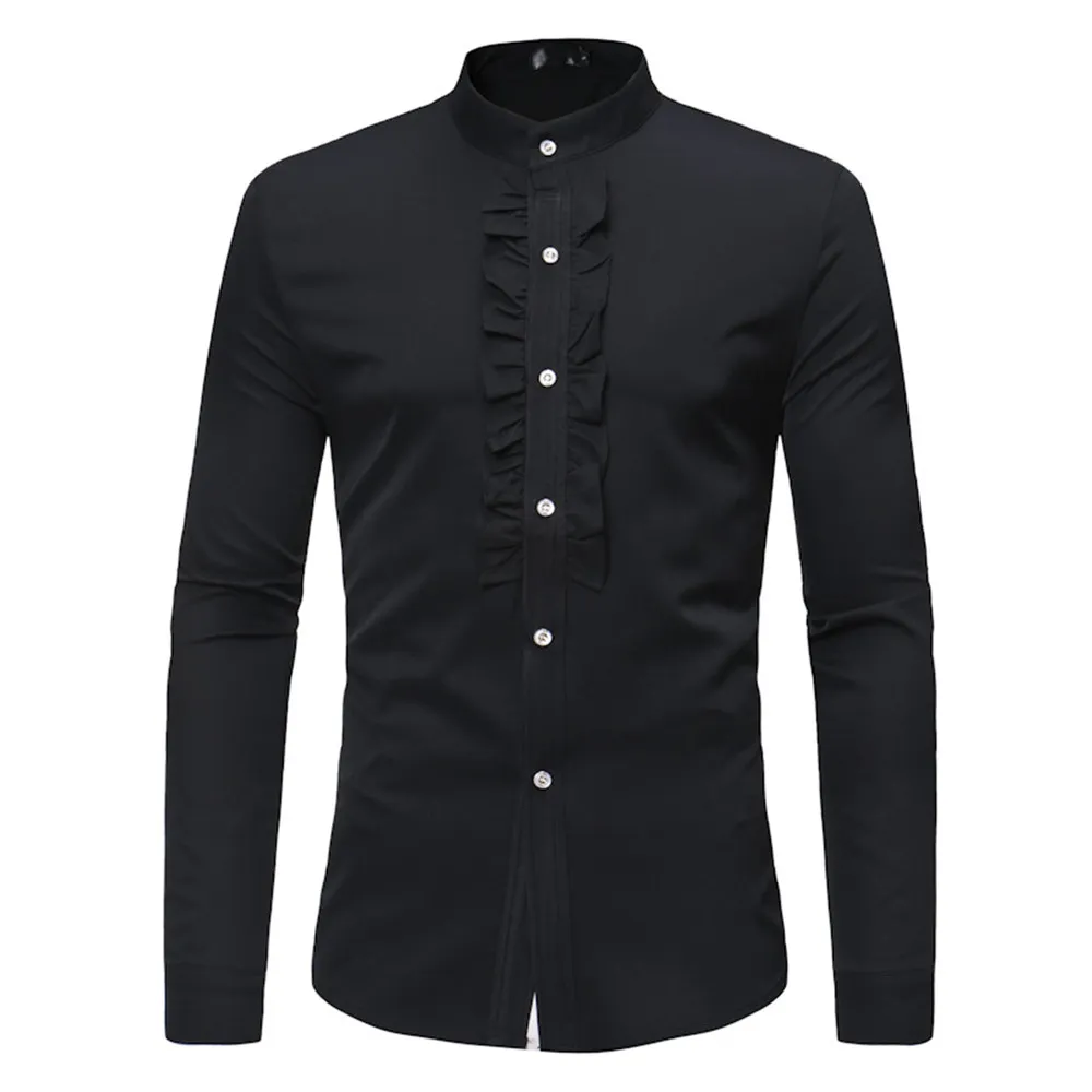 Camisas de vestir para hombres Camisa casual de Inglaterra Hombres Estilo de boda Blusa Ropa Harajuku Tops Novedad Flores Decoración Elegante Hombre Ni1912