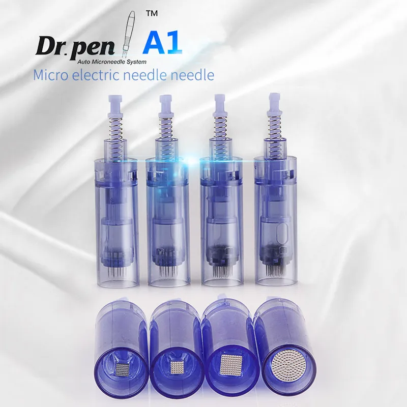 Blue Color 100 Pieces Derma Pen Needle Cartridge for Dr. Pen A1 Derma Pen Needle 9/12/36/42 Round Nano 3D Square Nano Needle Bayonet Port