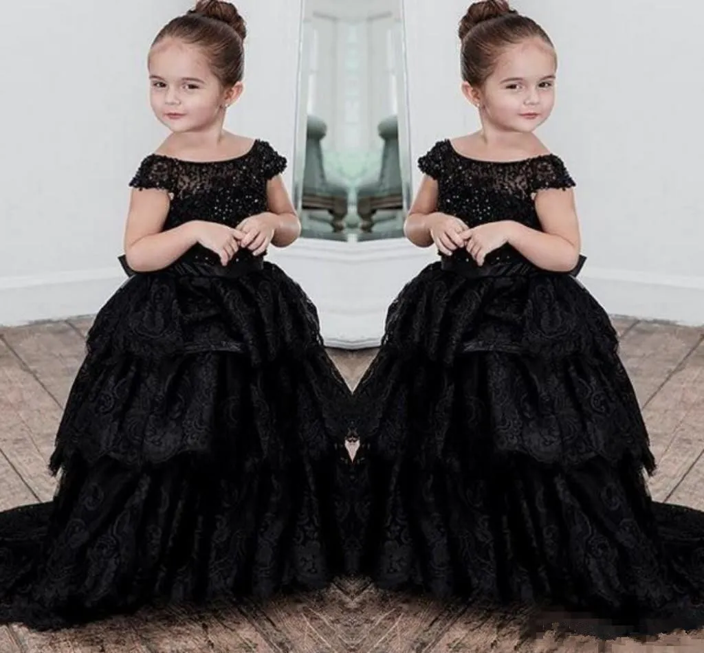 Ball Gown Lace Flower Girl Dresses For Weddings Off The Shoulder Tiered
