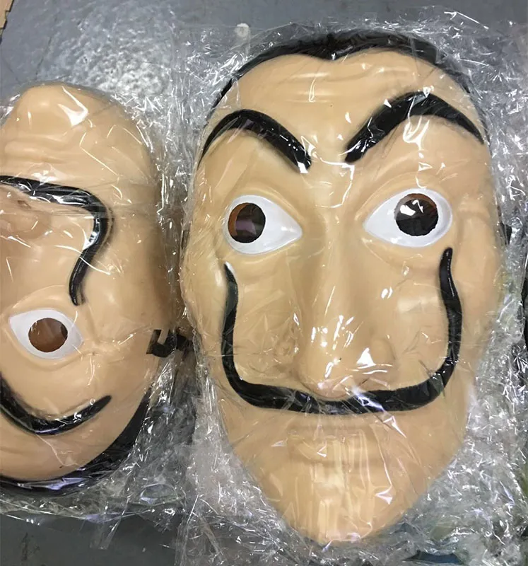 新しいコスプレパーティーマスクLa Casa de Papel Face Mask Salvador Dali Costume Movie Mask Realistic Halloween Xmas SuppliesギフトWX9-540