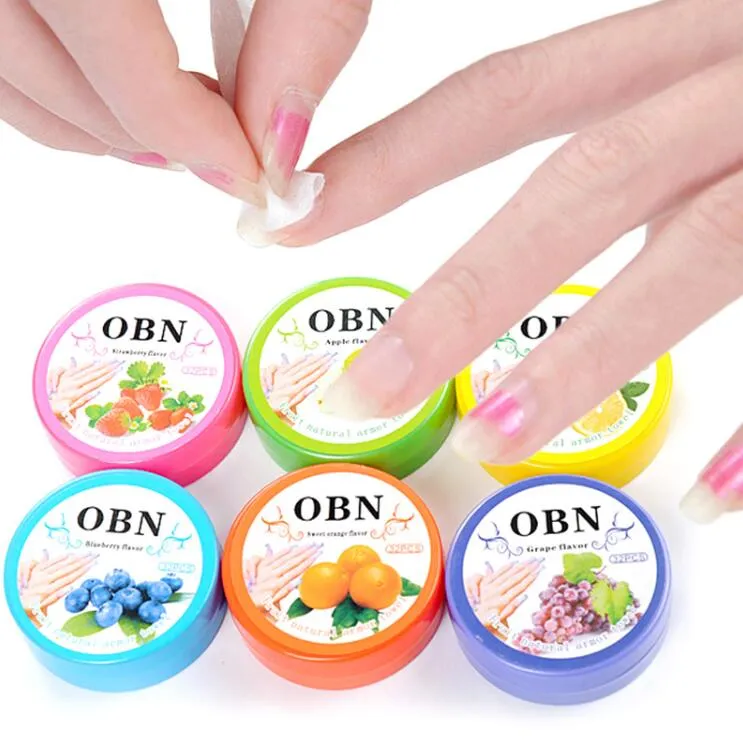Professionell 1pc 6Models utan skada Nourishing Nails Ta bort lossning av nagelhandduksfrukt smaker slumpmässiga rengöringspikar