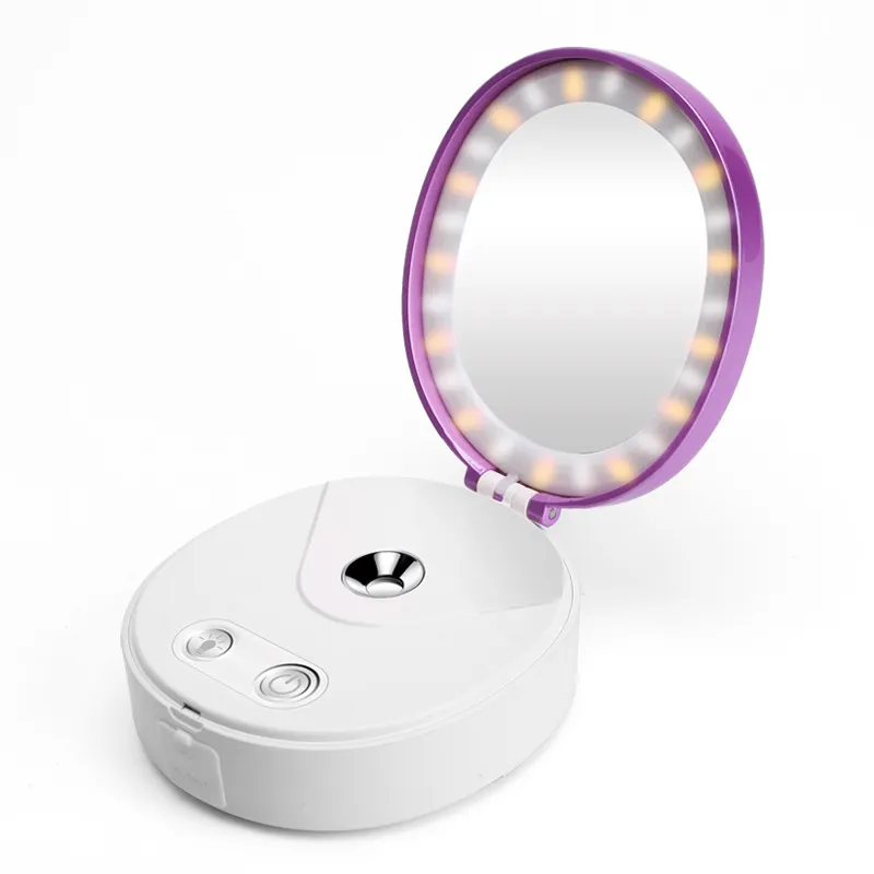 Multi Functional Portable Makeup Cosmetic Lights Mirror Nano Mist Sprayer Facial Body Steamer Moisturizing Face Power Bank