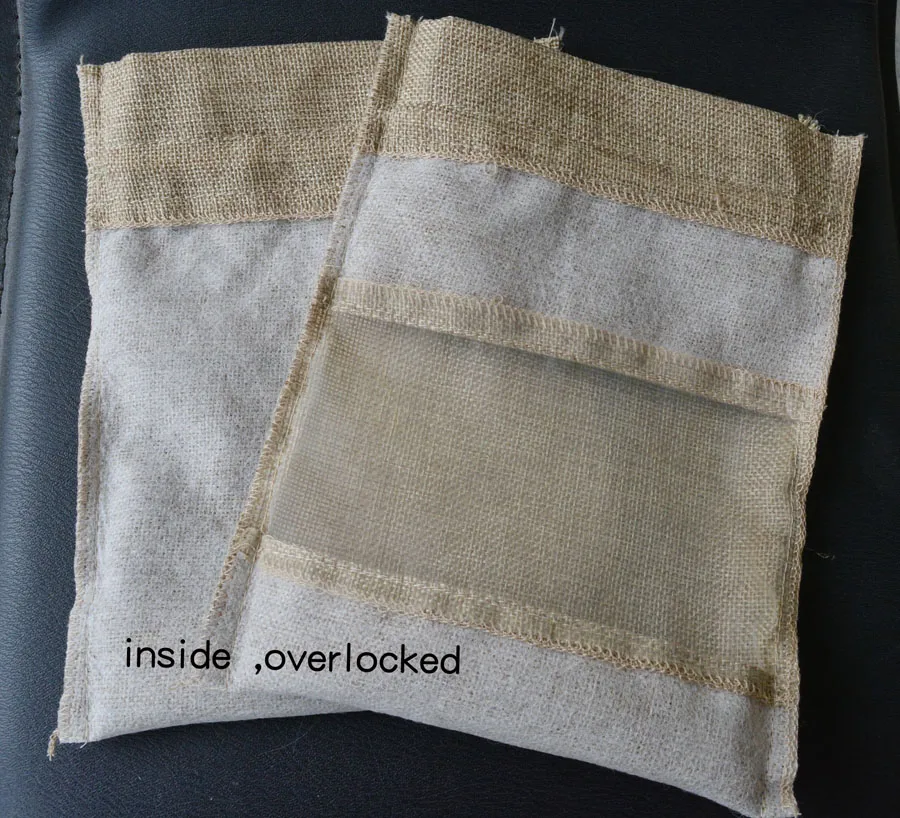 Jute Organza Clear Window Packaging Sack Flax Linen Drawstring Bag 10x15cm 15x22cm Makeup Jewelry Gift Pouches