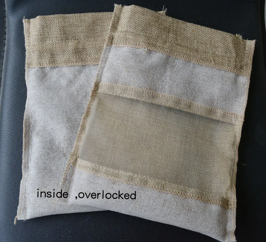 Jute Organza Clear Window Packaging Sack Flax Linnen Trekkoord Tas 10x15cm 15x22cm Make-up Sieraden Gift Pouches