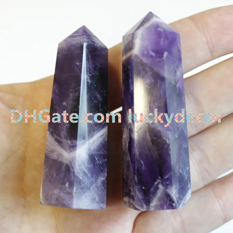 Dream Amethyst Tower Point Bacchetta di ametista fasciata naturale Chakra del terzo occhio Rocce e minerali Cristalli di meditazione Boho Boho Altare Regalo Caldo