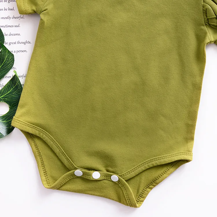 Baby Fly Sleeve Romper In Short Sleeve Ruffler Jumpsuits 2018 Nya Boutique Barn Klättring Kläder 16 färger C3596