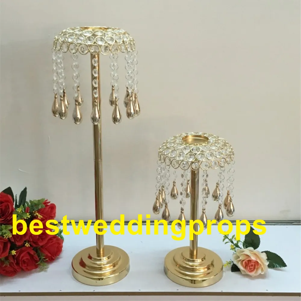 Hot Tall Dekorativ Crystal Gold Table Centerpieces för Wedding Best00180