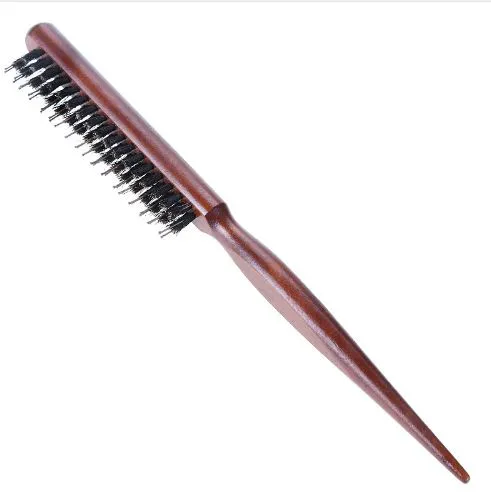 Pro Salon manche en bois poils de sanglier naturel brosse à cheveux peigne moelleux Anti perte coiffure coiffure outil de barbier