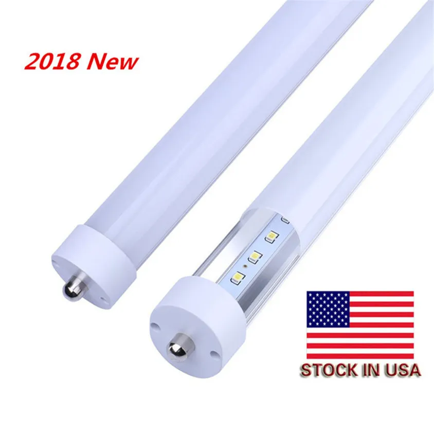 45W 8FT Single Pin T8 LED Tube Light FA8 T8 LED Fluorescerande lampor SMD2835 AC110V-277V CE FCC DLC SAA UL 100PCS LOT