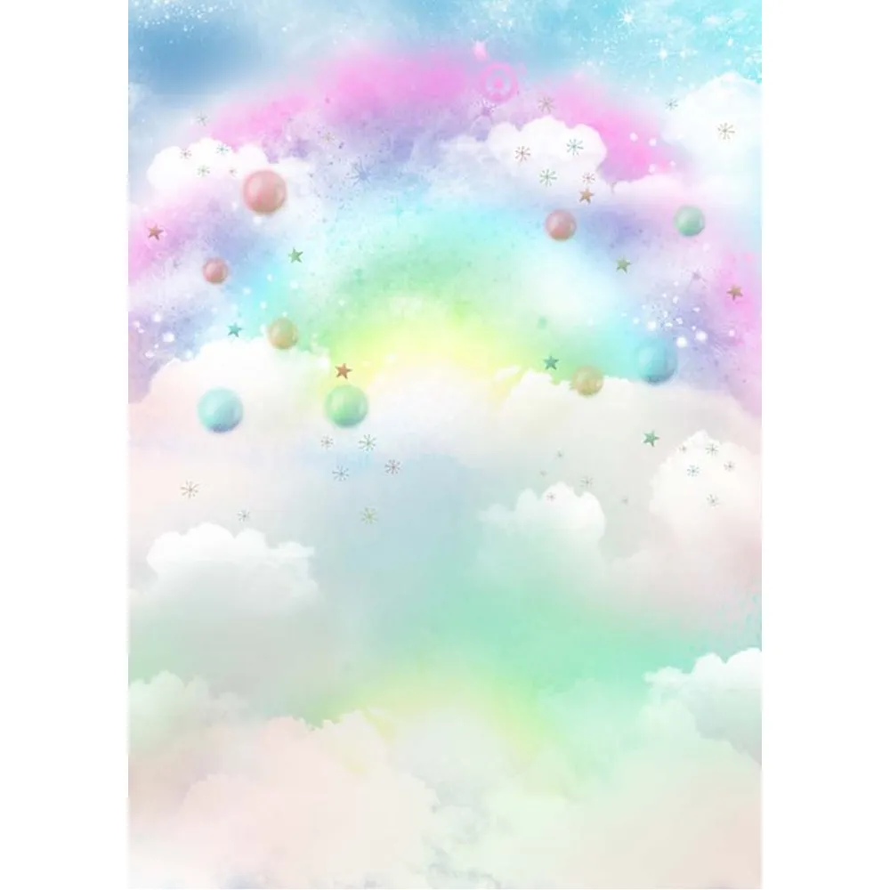 Dreamlike Rainbow Cloud Backdrop för fotografering Baby Nyfödda Photoshoot Props Barn Barn Birthday Party Themed Photo Booth Bakgrunder