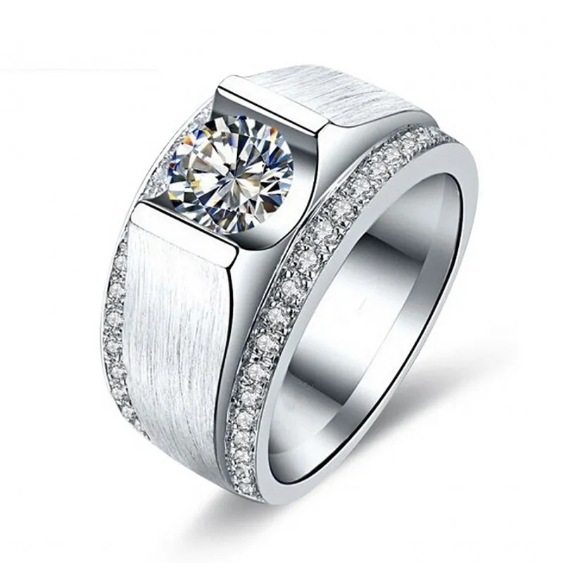 Mode-sieraden fijne sieraden solitaire mannen ring 2ct CZ geboortestones 925 Sterling zilveren engagement trouwring ring