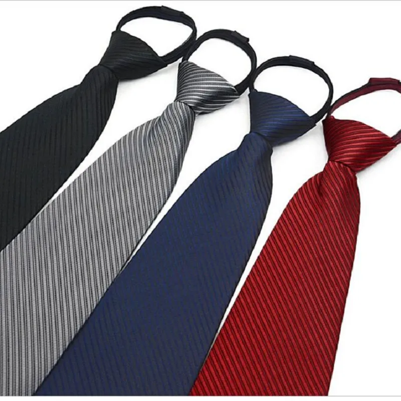 9cm fermeture éclair cravate hommes affaires cravate Zip Polyester cou noir rouge bleu Ascot équipe de mariage sécurité hommes 4s boutique 2 pièces/lot