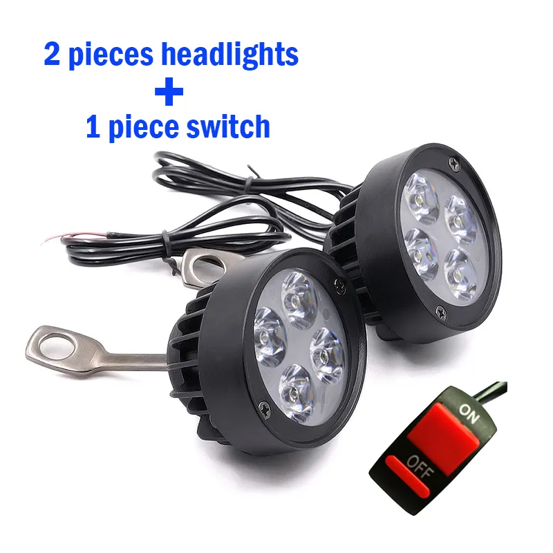 2 pcs motorlight da motocicleta faróis 12v LED moto lateral espelho luzes de moto condução de faróis lâmpada de trabalho com interruptor