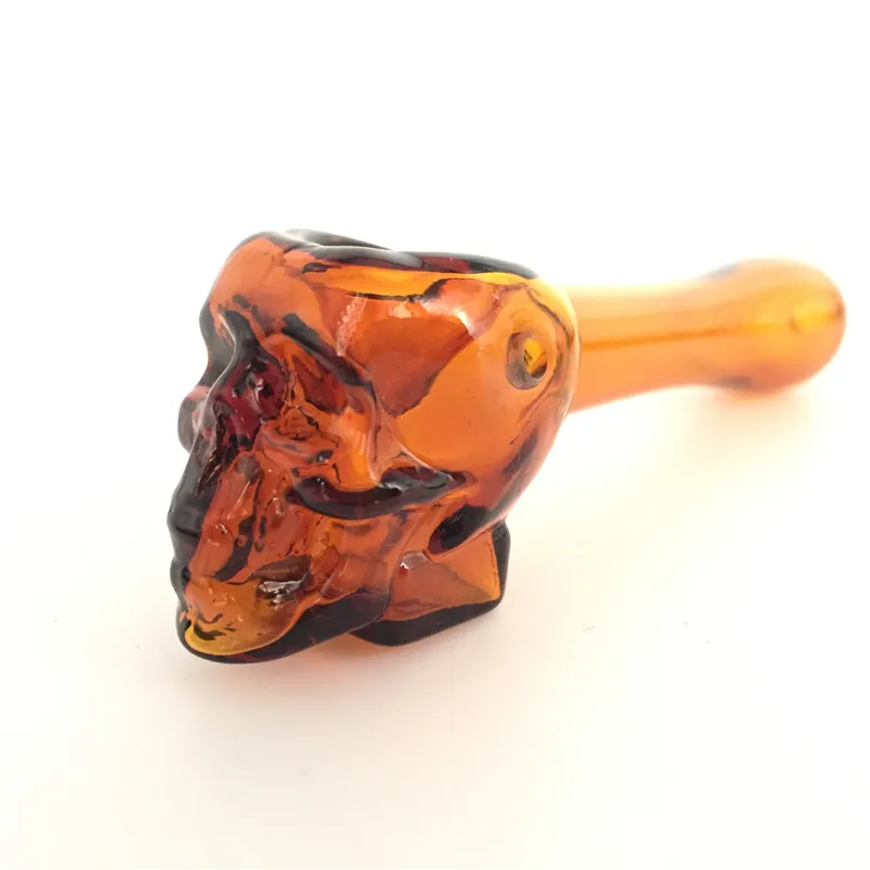 Pyrex Oil Burner Pipes Thick skull Smoking Hand spoon Pipe 3.93 inch Tobacco Dry Herb For Silicone Bong Glass Bubbler