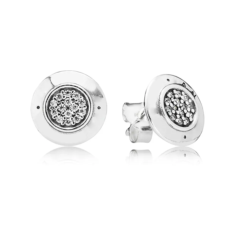 Серьги-гвоздики из 100% настоящего стерлингового серебра, кольцо для женщин с оригинальной подарочной коробкой, серьги в стиле Пандоры