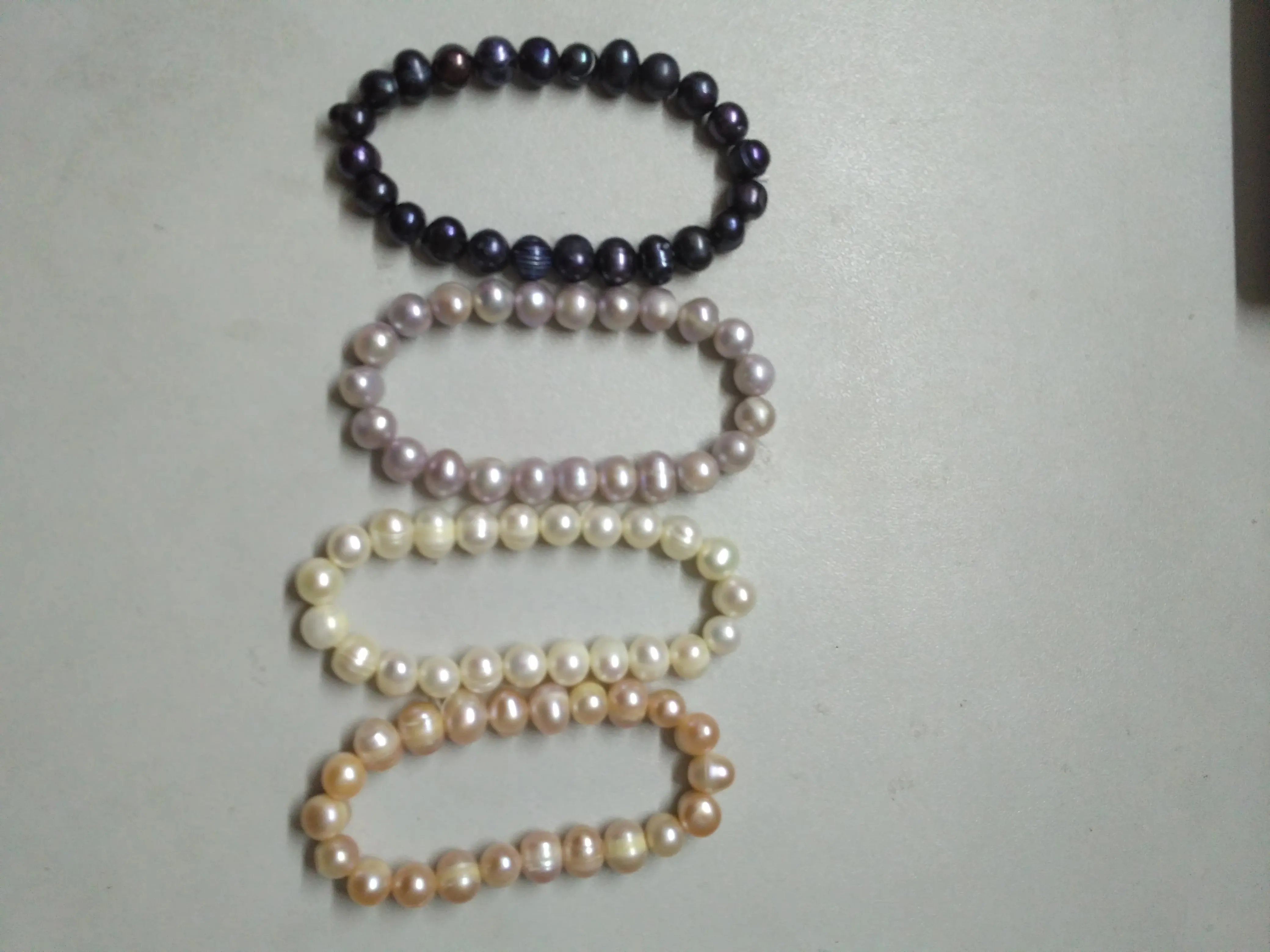white / Pink / black / purple 100% natural Freshwater Irregular Pearl Bracelet 8-12mm Beaded Stretch Bracelet Elastic Bridal Bracelet