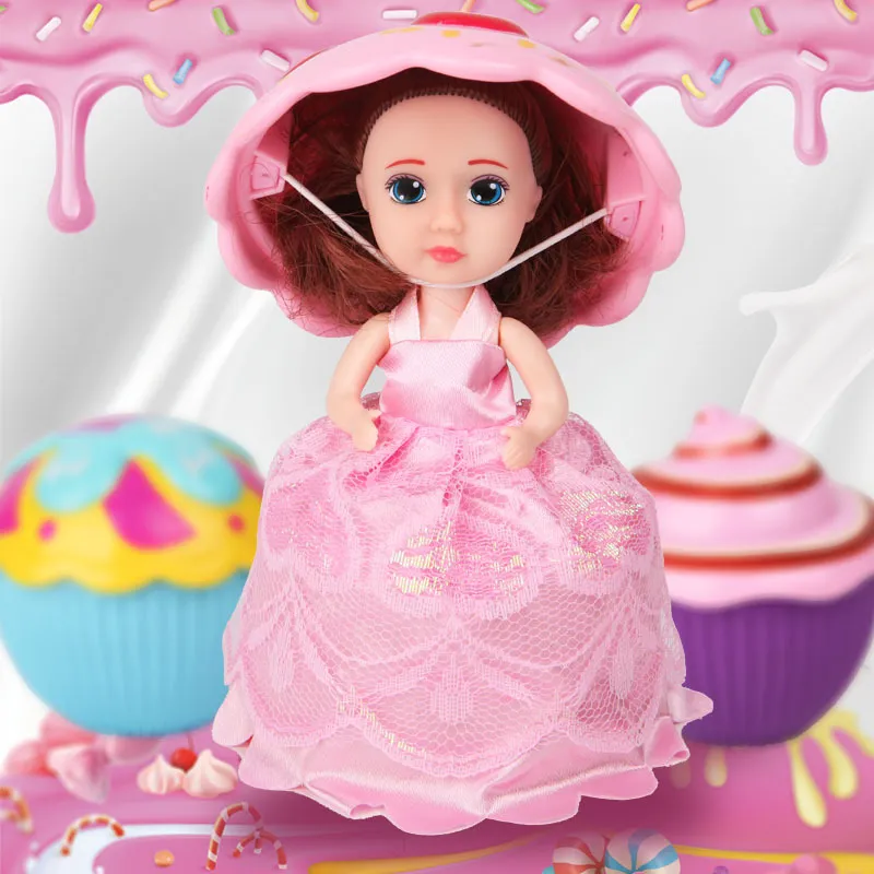 10cm Cupcake Scented Princess Dolls With Skirt Dress Comb Reversible Cake Transform to Princess Doll 6 Flavors 