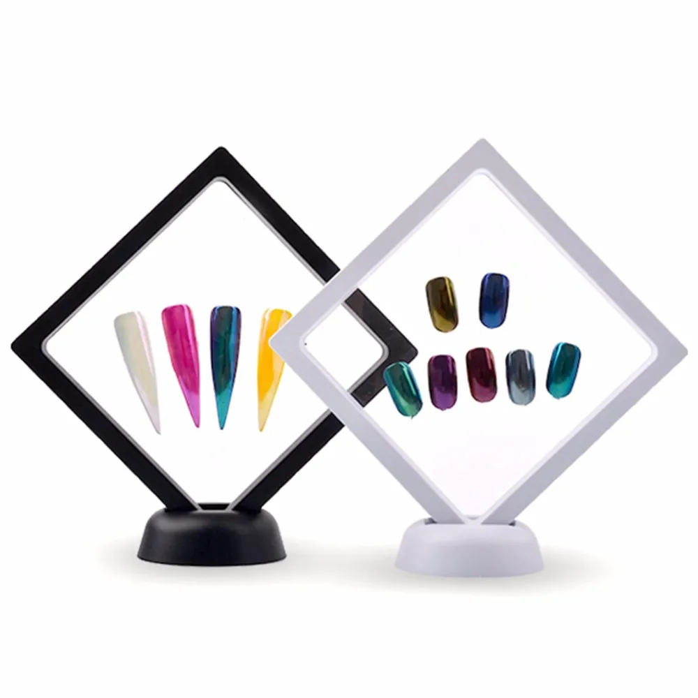 Manicure Nail Art Display Stand Gel per unghie lucidatura Mostrando Scaffale Quadrato Photo Frame Display Board Car Gread Carte carte Kit in piedi