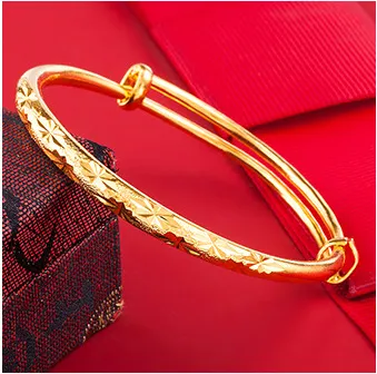 18k real gold plated high polishing gold color bracelet size 5mm style1-6 big star bangle for women jewelry wholesale