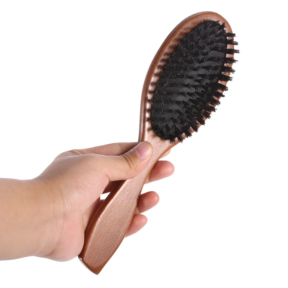 Natural Boar Brestle Hairbrush Massage Comb Antistatic Hair Scalp Paddelborste Beech Trähandtag Hårborste Styling Tool 5227805