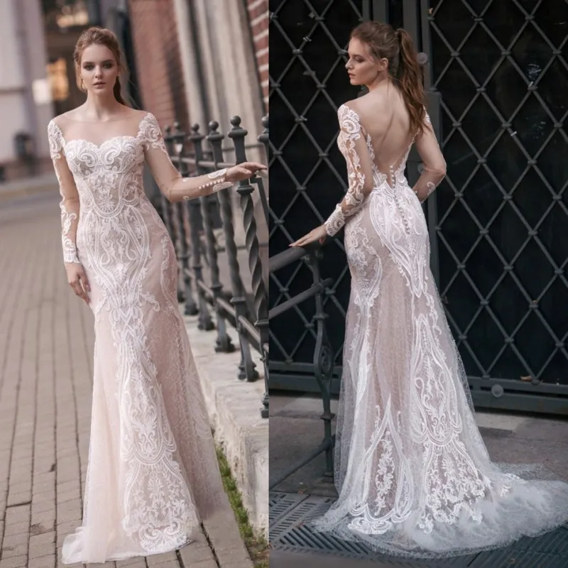 Save Big on Bulk Milva Wedding Dresses Milva Bridal Gowns 2018 Country  Backless Wedding Dress Long Sleeves Lace Appliqued Sheer Crew Neck Beach  Boho