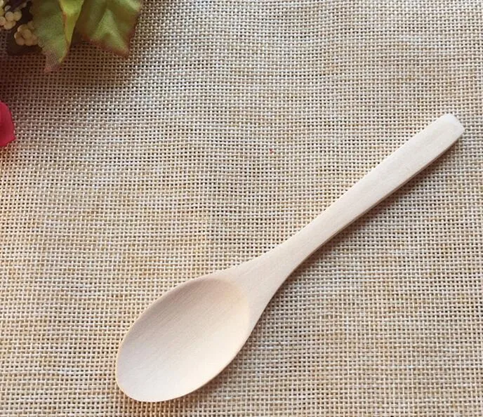 Natura Drewniane lody łyżki dziecięce Deser łyżka drewna Kawowa miarki Kuchnia Bar Flatware Scoops Tea Spoon Tool Hurt