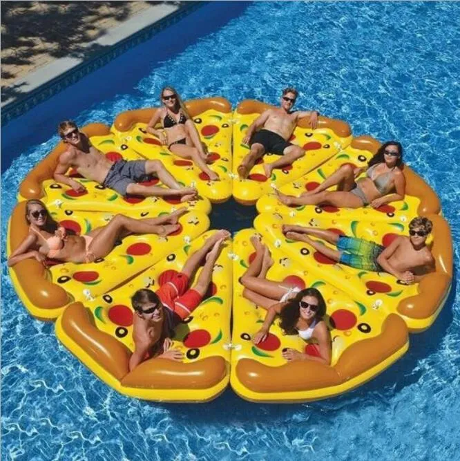 inflatable pizza mattress swimming pool floating pizza swim rings air lounge raft water sport toy leisure water bed raft row