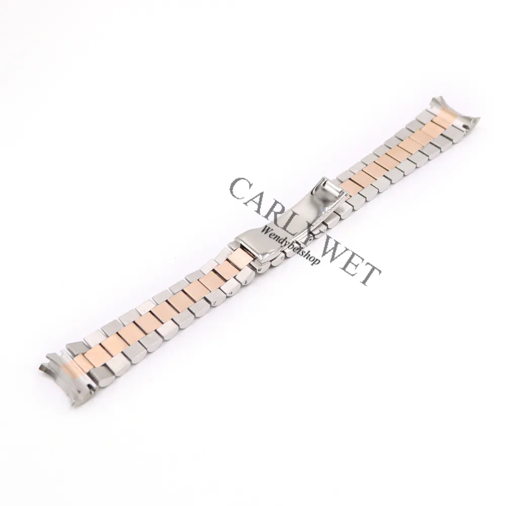 CARLYWET 20mm Silver Black Middle Gold Solid Curved End Screw Links Stainless Steel Replacement Wrist Watch Band Bracelet Strap205x
