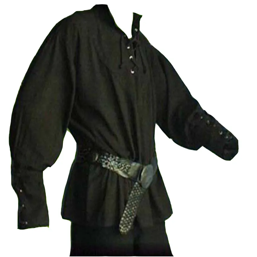 Vintage Medieval Renaissance Shirt Tucker Belt With Stand Collar And  Bandwidth Loose Fit In Solid Colors From Manxinxin, $22.71