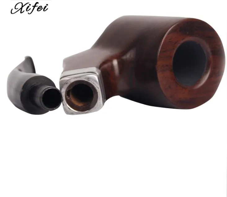 Nuovo tubo in ebano con filtro curvo in ebano con fondo piatto, in legno massello, macinato a mano