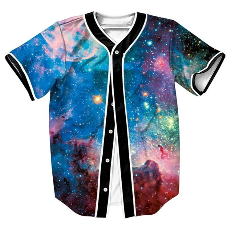 En gros Livraison Gratuite 3D Baseball Jersey Espace Numérique Galaxy Imprimer Hommes T Shirt Casual Hip Hop Tee Shirt