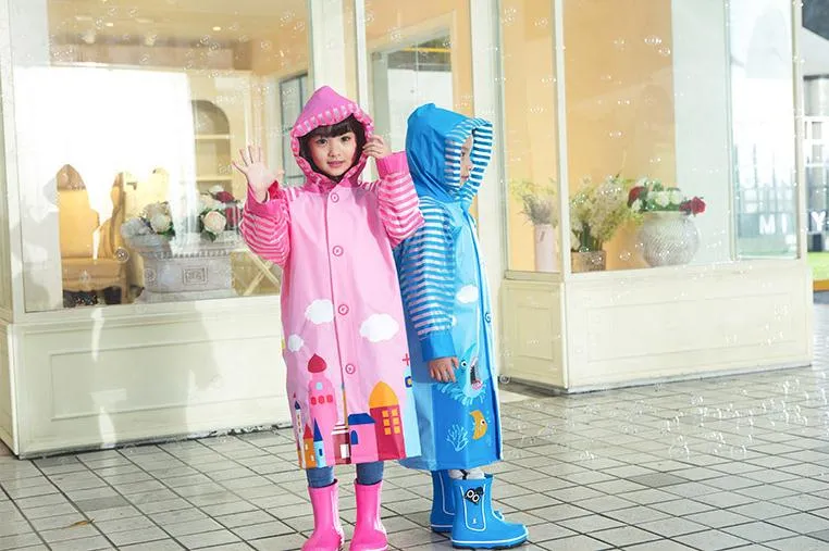 New 2016 Cartoon Cape Style Childrens Kidorable Raincoat Set