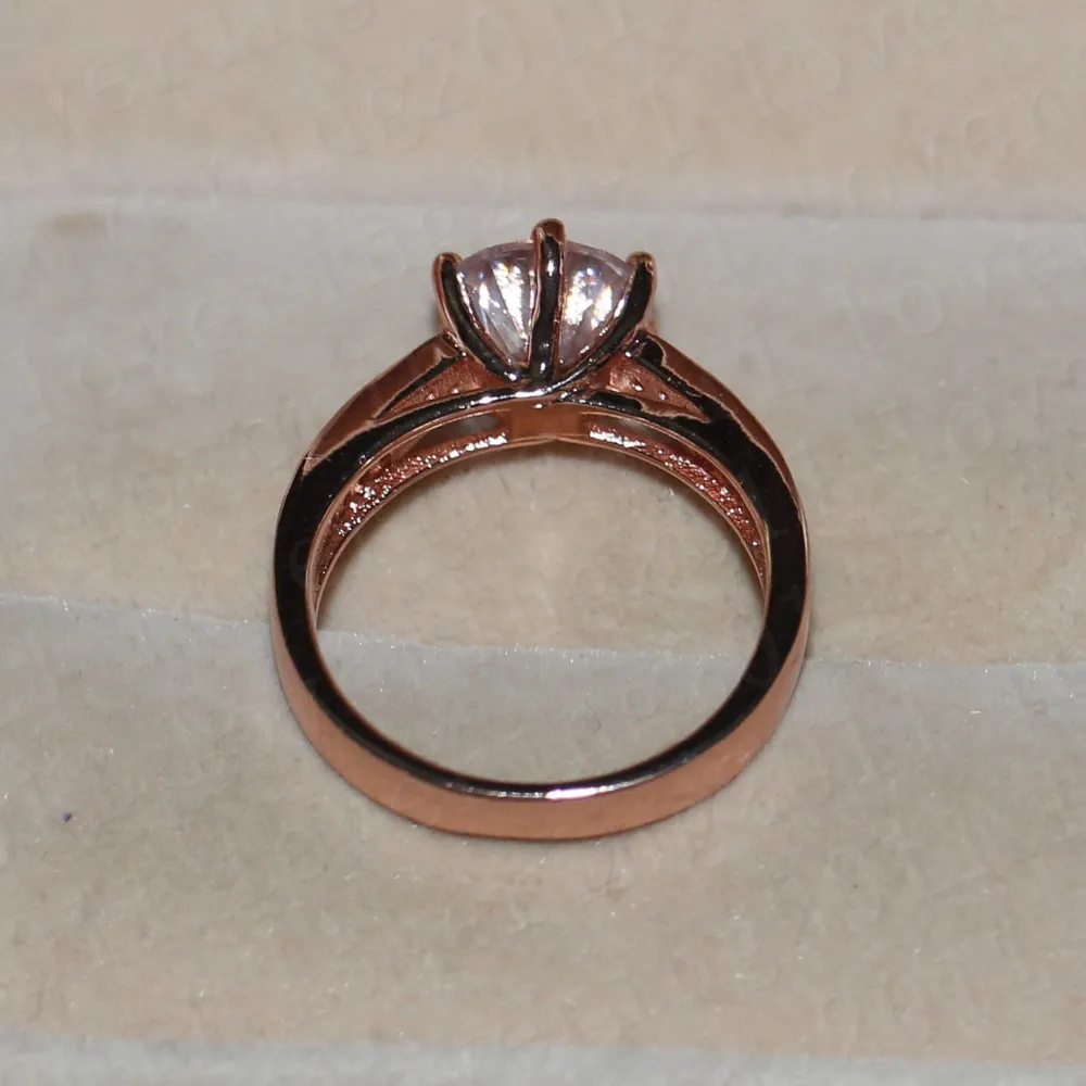 Choucong mulheres rose gold 925 anel de prata esterlina rodada corte 4ct anel de noivado de diamante de casamento banda para as mulheres