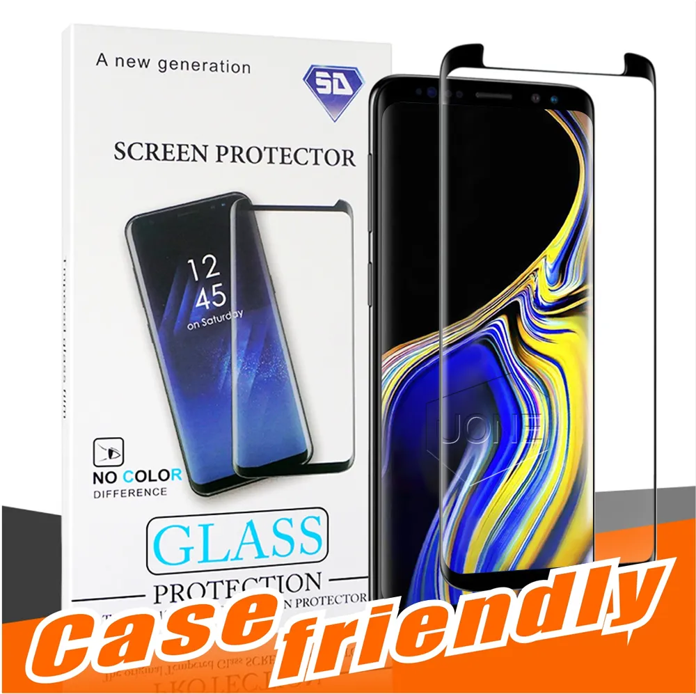 Przyjazny przypadek Wersja Samsung S20 5G Wersja S9 S9 Plus Przyprzydzielnia Brak otworu Szkło Hartowane Bańka Bezpłatna Pełna Pokrywa Protector ekranu 3D
