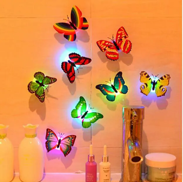 3d adesivos de parede lifelike borboleta alimentado luzes led adesivos de parede 3d casa decoração bateria incluído ga96