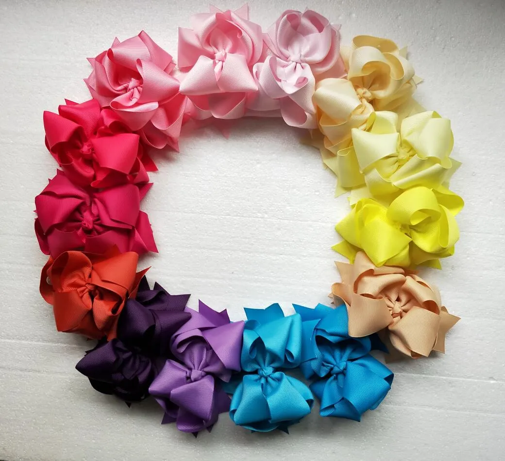 50pcs Boutique 5 inch multilayer large Grosgrain ribbon hair Bows Clips Bowknot Infants hairbow Girls Birthday Party hair accessories HD3469