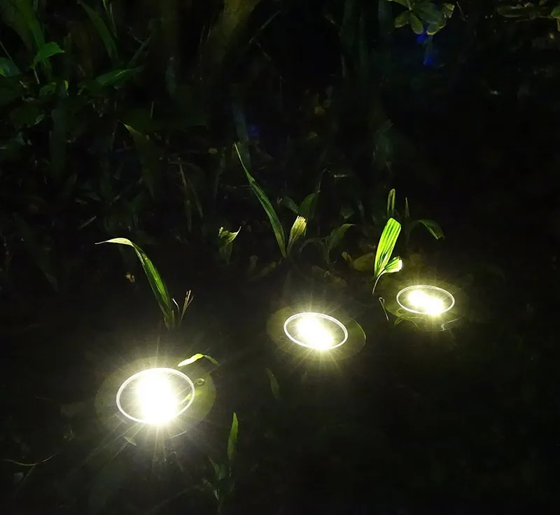 4 PACK Lampy Słoneczne Outdoor Ground Bublied Lights 4 LED 8LED Wodoodporna ścieżka Oświetlenie Ogród Oświetlenie krajobrazu na podjazd na podjazd ścieżki