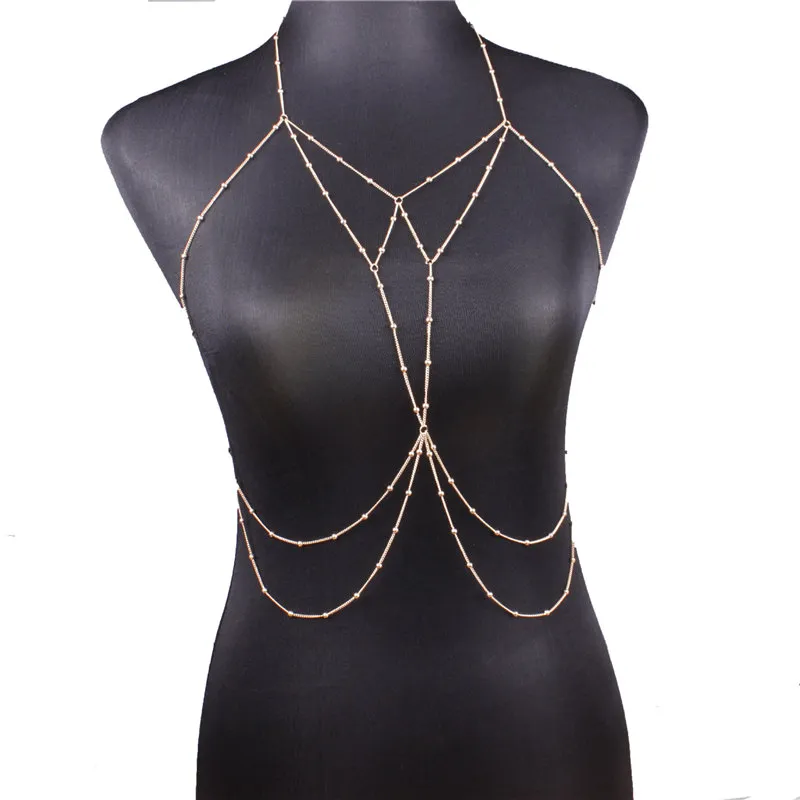 Women Sexy Swimsuit Chain Gold Body Chain Waist Belly Chains Fashion Beach Jewelry for Women Will and Sandy Drop SHipping
